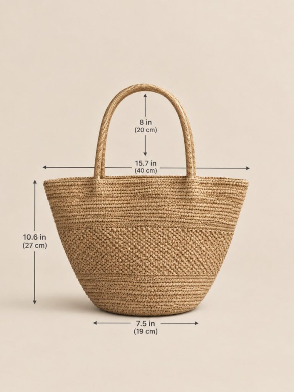 Handwoven Raffia Tote Bag - Natural Woven Everyday Tote - Picture 10 of 12